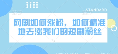 网剧如何涨粉，如何精准地去涨我们的短剧粉丝-网赚联盟
