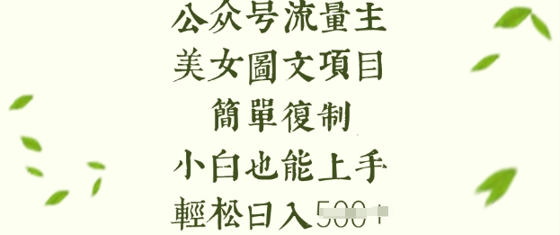 流量主长期收益项目，美女图片简单复制，小白也能上手，轻松日入5张-网赚联盟