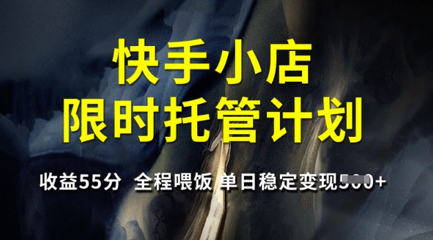 快手小店限时托管计划，收益55分，全程喂饭，单日稳定变现5张【揭秘】-网赚联盟