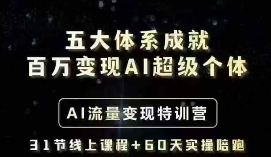 五大体系成就百万变现AI超级个体- AI流量变现特训营，一步一步教你一个人怎么年入百W-网赚联盟