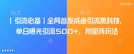 【引流必备】全网首发咸鱼引流黑科技，单日曝光引流500+，附矩阵玩法【揭秘】-网赚联盟