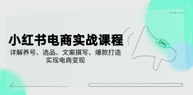 小红书电商实战课程，详解养号、选品、文案撰写、爆款打造，实现电商变现-网赚联盟