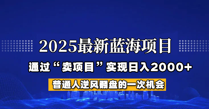 2025年蓝海项目，如何通过“网创项目”日入2000+-网赚联盟