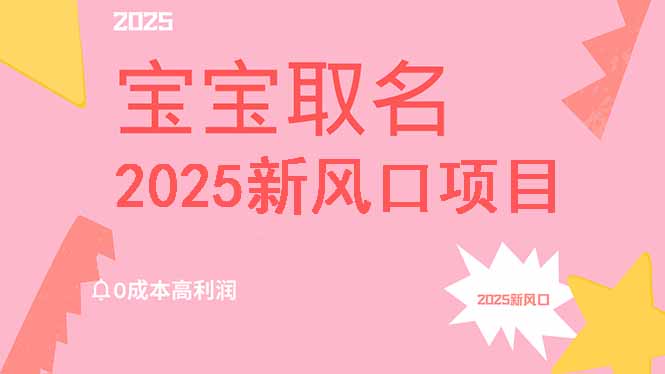 2025新风口项目宝宝取名，0成本高利润，附保姆级教程，月入过万不是梦-网赚联盟