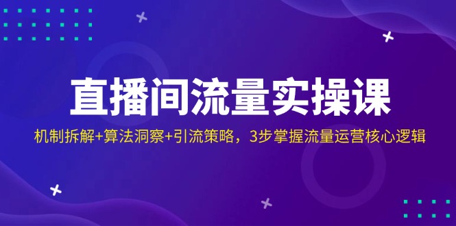 直播间流量实操课：机制拆解+算法洞察+引流策略，3步掌握流量运营核心逻辑-网赚联盟