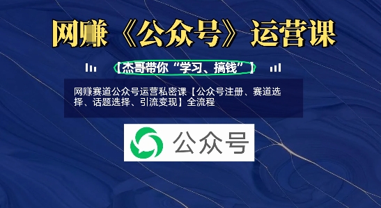 网创赛道公众号运营私密课【公众号注册、赛道选择、话题选择、引流变现】全流程-网赚联盟