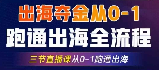 2025出海夺金从0-1跑通出海全流程，三节直播课从0-1跑通出海，教你用AI跑通全流程-网赚联盟