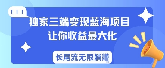 独家三端变现蓝海项目，让你收益最大化，长尾流无限躺挣-网赚联盟