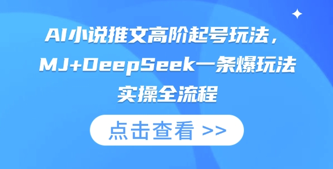AI小说推文高阶起号玩法，MJ+DeepSeek一条爆玩法实操全流程-网赚联盟