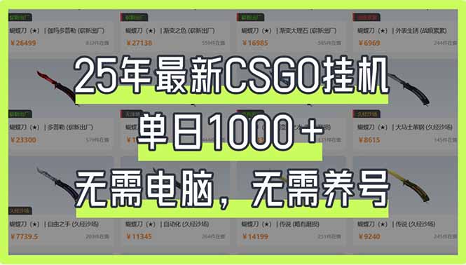 25年最新CSGO挂机系统，单日1000+，无需电脑，无需养号，0基础可上手-网赚联盟
