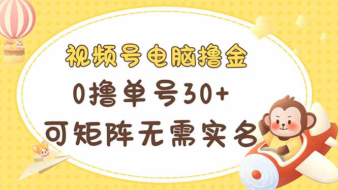 视频号电脑撸金 0撸单号30+ 可矩阵 无需实名多号多得-网赚联盟