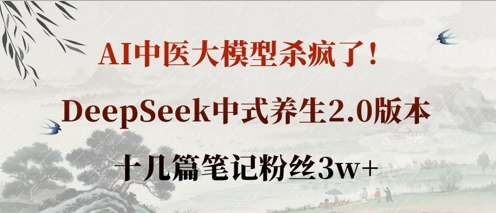 AI中医大模型杀疯了！DeepSeek中式养生2.0版本，十几篇笔记粉丝3w+-网赚联盟