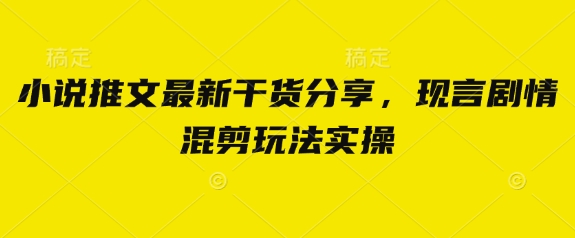 小说推文最新干货分享，现言剧情混剪玩法实操-网赚联盟