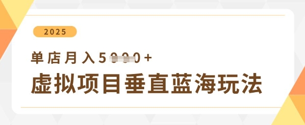 虚拟项目垂直玩法，实现单店月入5k+-网赚联盟