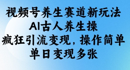 视频号养生赛道新玩法，AI古人养生操，疯狂引流变现，操作简单，单日变现多张-网赚联盟