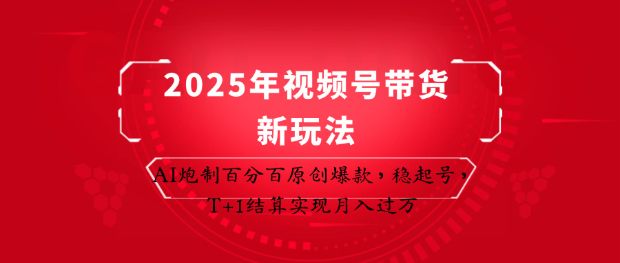 2025年视频号带货新玩法：AI炮制百分百原创爆款，稳起号，T+1结算实现月入过万-网赚联盟