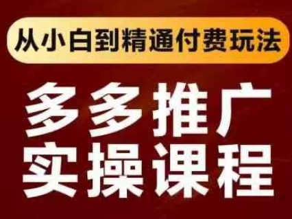 拼多多推广实操课程，从小白到精通付费玩法-网赚联盟