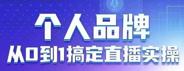 个人品牌：从0到1搞定直播实操，用直播为你的个人品牌赋能，六大实操板块，放大个人影响力-网赚联盟