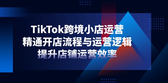 TikTok跨境小店运营，精通开店流程与运营逻辑，提升店铺运营效率-网赚联盟