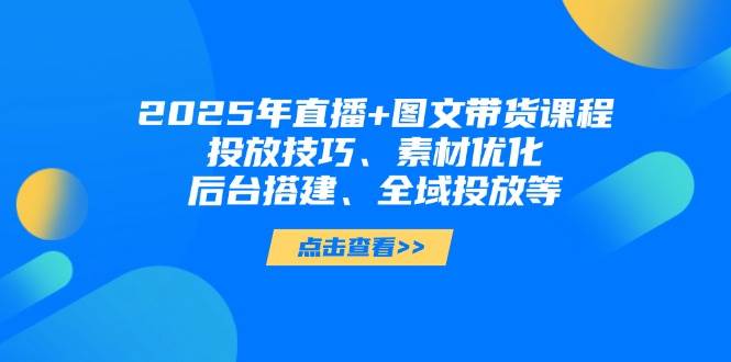 2025年短视频图文带货+直播带货：投放技巧、素材优化、后台搭建、全域投放等-网赚联盟