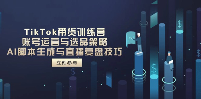 TikTok带货训练营，账号运营与选品策略，AI脚本生成与直播复盘技巧-网赚联盟