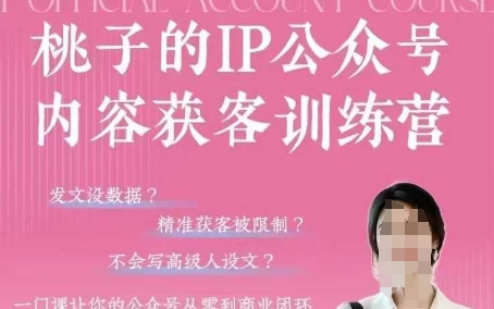 桃子IP公众号内容获客训练营(第3期)，一门让你公众号从0到商业闭环的课程-网赚联盟