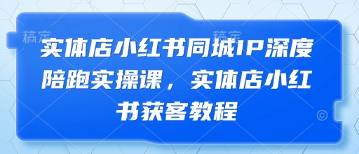 实体店小红书同城IP深度陪跑实操课，实体店小红书获客教程-网赚联盟