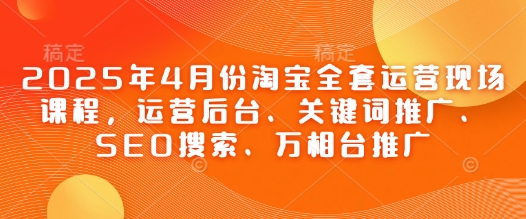 2025年4月份淘宝全套运营现场课程，运营后台、关键词推广、SEO搜索、万相台推广-网赚联盟