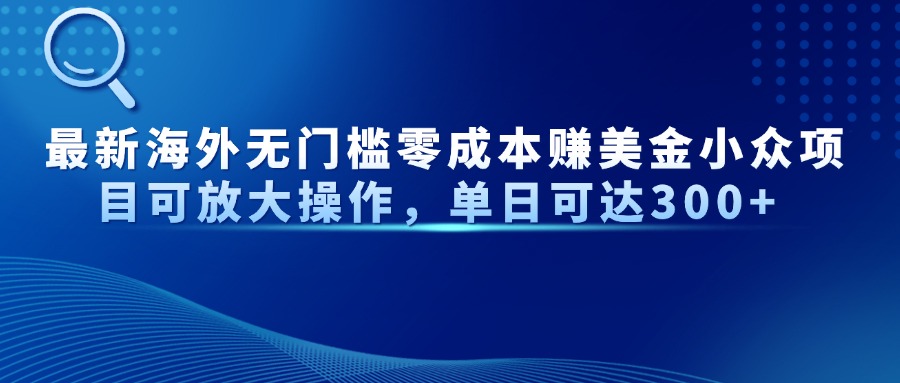 最新海外无门槛零成本赚美金小众项目可放大操作，单日可达300+-网赚联盟