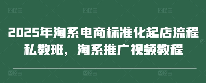 2025年淘系电商标准化起店流程私教班，淘系推广视频教程-网赚联盟