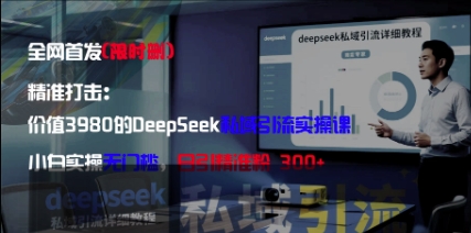 精准打击：价值3980的DeepSeek私域引流实操课，小白实操无门槛，日引精准粉300+-网赚联盟
