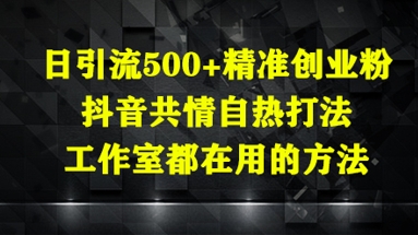 日引流500+精准创业粉，抖音共情自热打法，工作室都在用的方法-网赚联盟
