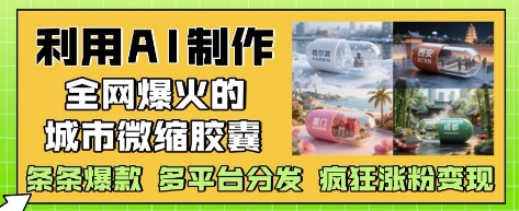 利用AI制作全网爆火的城市微缩胶囊，条条爆款， 多平台分发，疯狂涨粉变现-网赚联盟