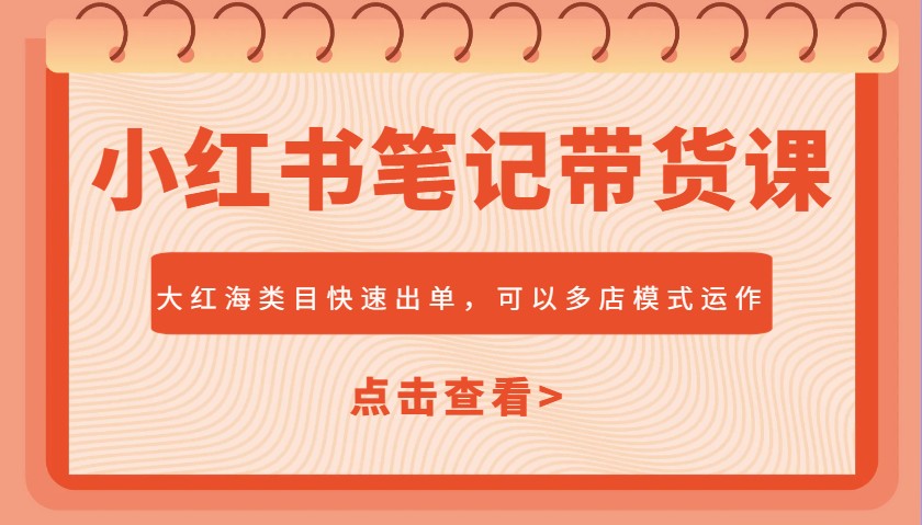 小红书笔记带货课，大红海类目快速出单，市场大，可以多店模式运作(更新)-网赚联盟