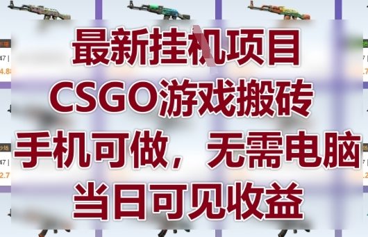最新挂G项目，CSGO游戏搬砖，手机可做，无需电脑，当日见收益【揭秘】-网赚联盟