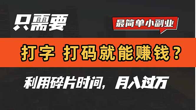 只需要打字，打码，就能赚钱？简单的赚钱小副业，利用碎片时间，月入过万-网赚联盟