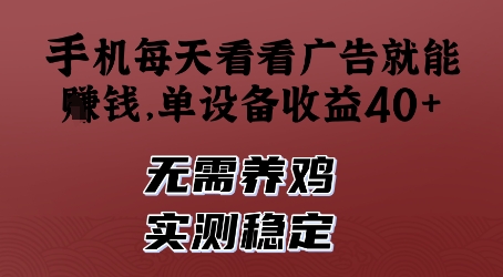 手机每天看看广告就能挣钱，单设备收益40+，无需养鸡，实测稳定【揭秘】-网赚联盟