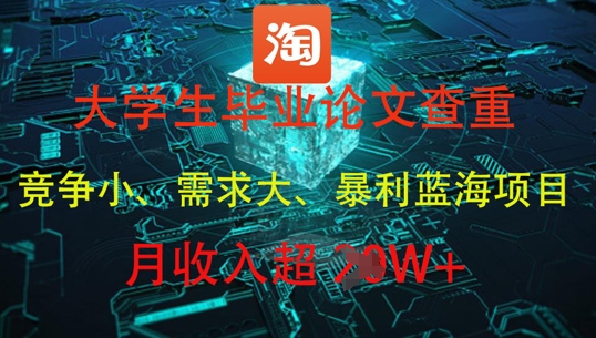 大学生毕业论文查重，暴利蓝海项目，月收入过1W+-网赚联盟