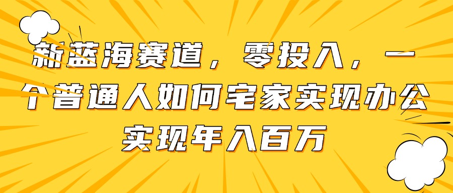 新蓝海赛道，零投入，一个普通人如何宅家办公实现年入百万-网赚联盟