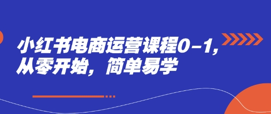 小红书电商运营课程0-1，从零开始，简单易学-网赚联盟