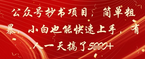 公众号抄书项目，简单粗暴，小白也能快速上手，有人一天搞了1k+-网赚联盟