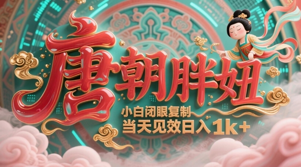 用AI克隆“唐朝胖妞”日更3条，平台疯狂推流，小白闭眼复制，当天见效，日入1k+-网赚联盟