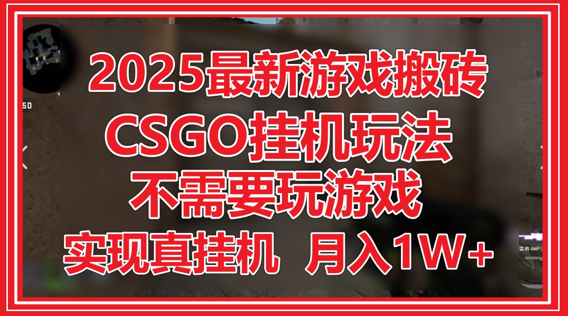 2025最新游戏搬砖，CSGO挂机，不需要玩游戏，实现真挂机，月入1W+-网赚联盟