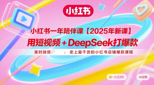 小红书一年陪伴课【2025年新课】，用短视频+deepSeek打爆款，史上最干货的小红书店铺爆款课程-网赚联盟