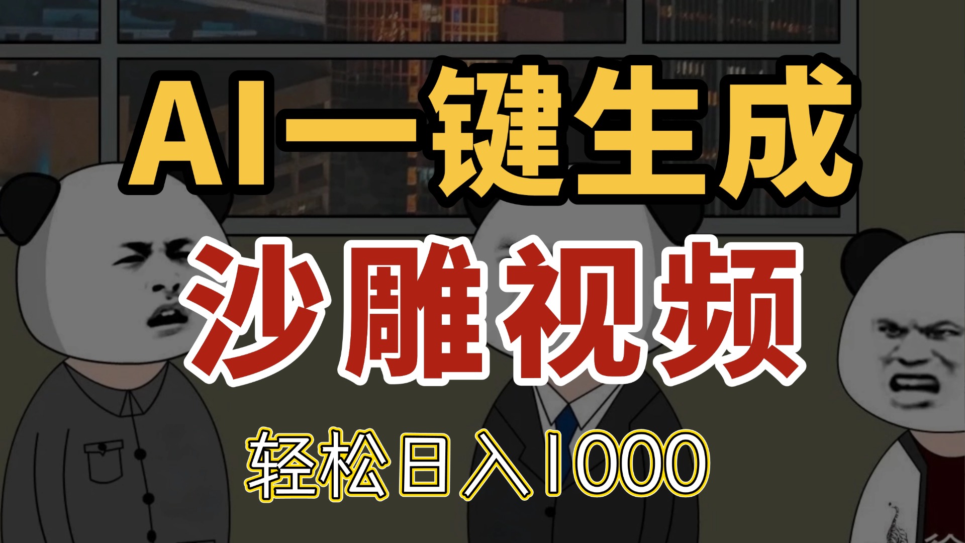 AI一键生成沙雕视频，一条视频千万播放，轻松日入1000-网赚联盟