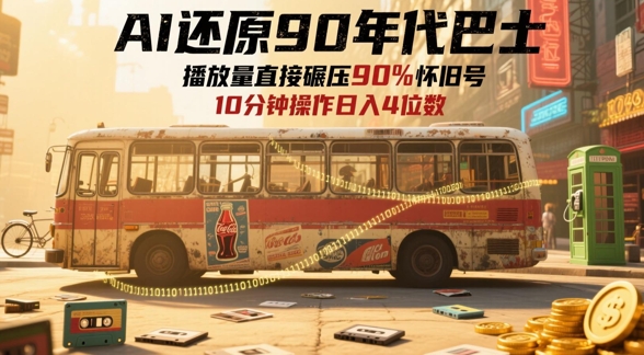 AI还原90年代巴士，一帧就让70后泪崩，播放量直接碾压90%怀旧号，每天操作十分钟，日入四位数-网赚联盟