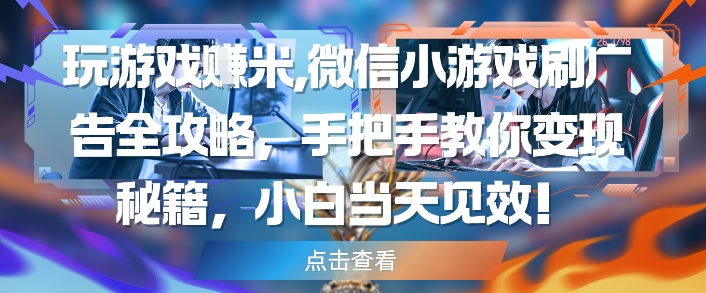 玩游戏挣米，微信小游戏刷广告全攻略，手把手教你变现秘籍，小白当天见效-网赚联盟