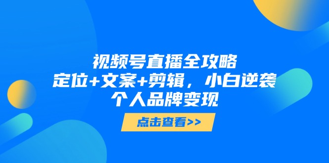 视频号直播全攻略，定位+文案+剪辑，小白逆袭个人品牌变现-网赚联盟