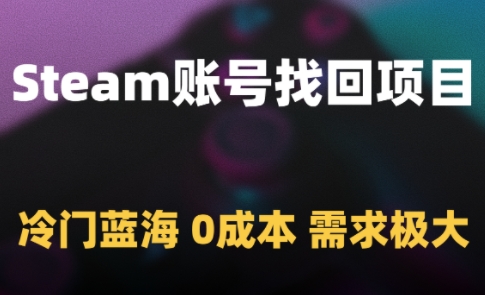 Steam账号找回项目，冷门蓝海，0成本，需求极大-网赚联盟