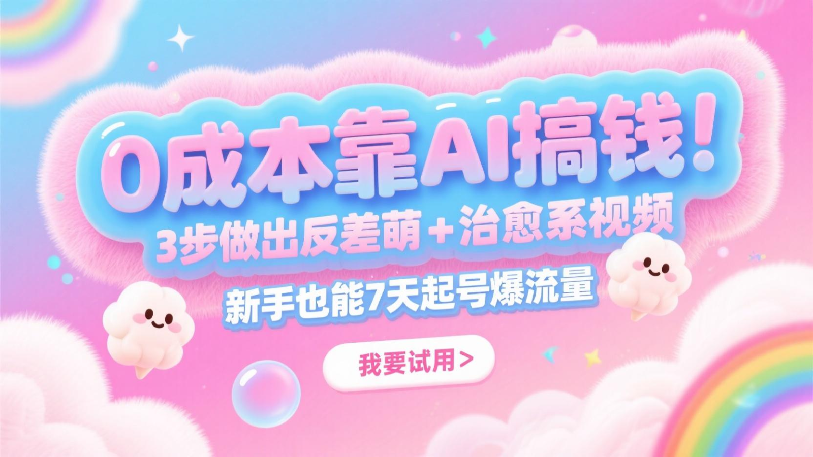 0成本靠AI搞钱！3步做出反差萌+治愈系视频，新手也能7天起号爆流量，月入5位数-网赚联盟